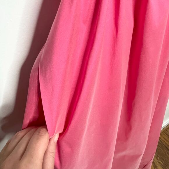 J. Crew Collection Women Bow Front Cutout Midi Dress Pink Stretch Taffeta Coquet - Picture 8 of 14